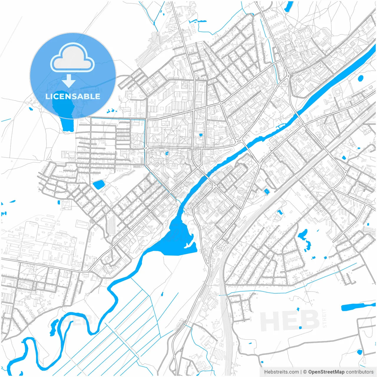 Orekhovo-Zuyevo, Moscow Oblast, Russia, city map with high resolution roads.