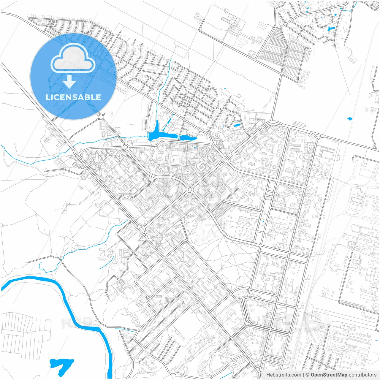 Obninsk, Kaluga Oblast, Russia, city map with high resolution roads.