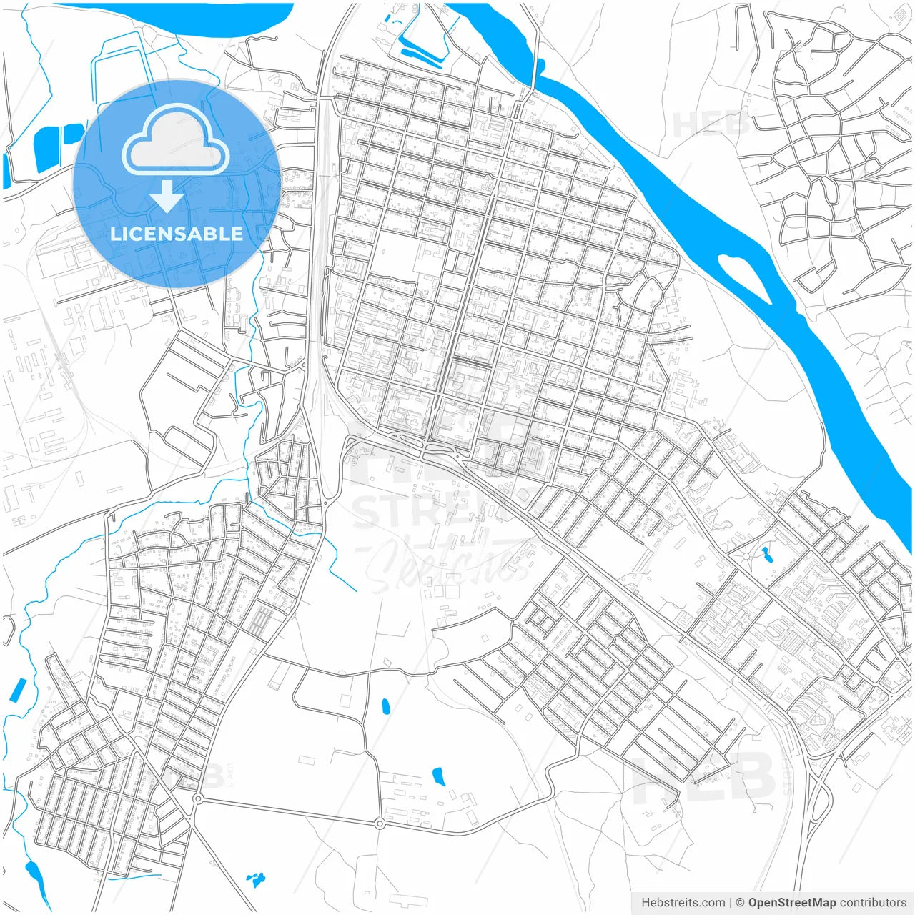 Kamensk-Shakhtinsky, Rostov Oblast, Russia, city map with high resolution roads.