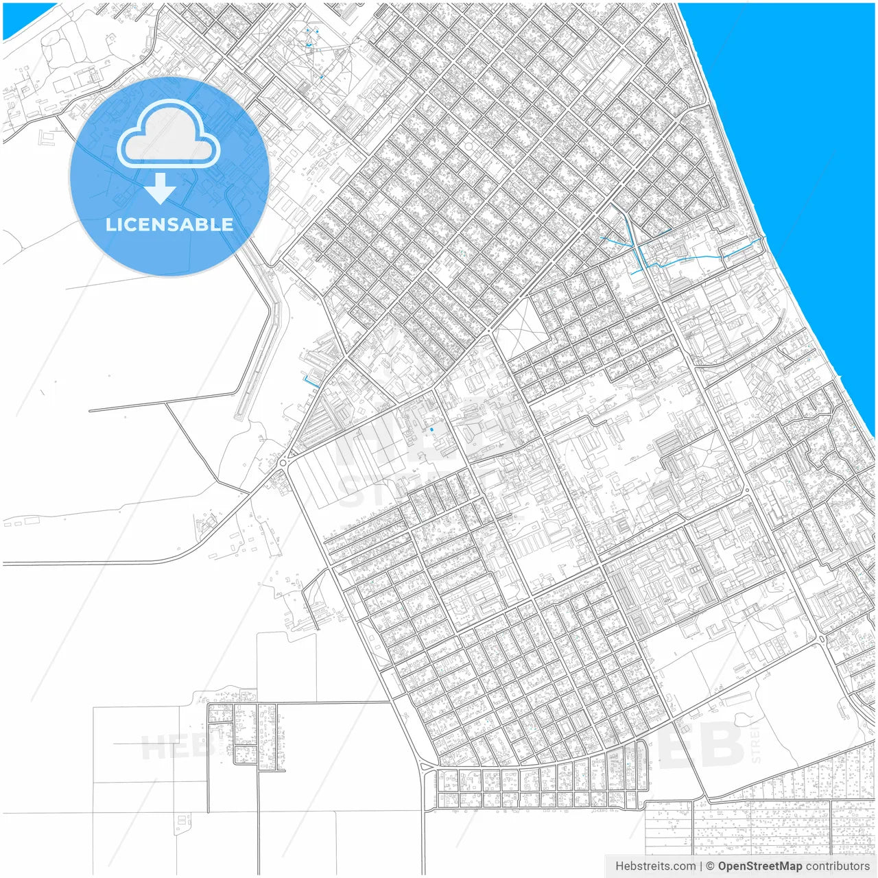 Yeysk, Krasnodar Krai, Russia, city map with high resolution roads.