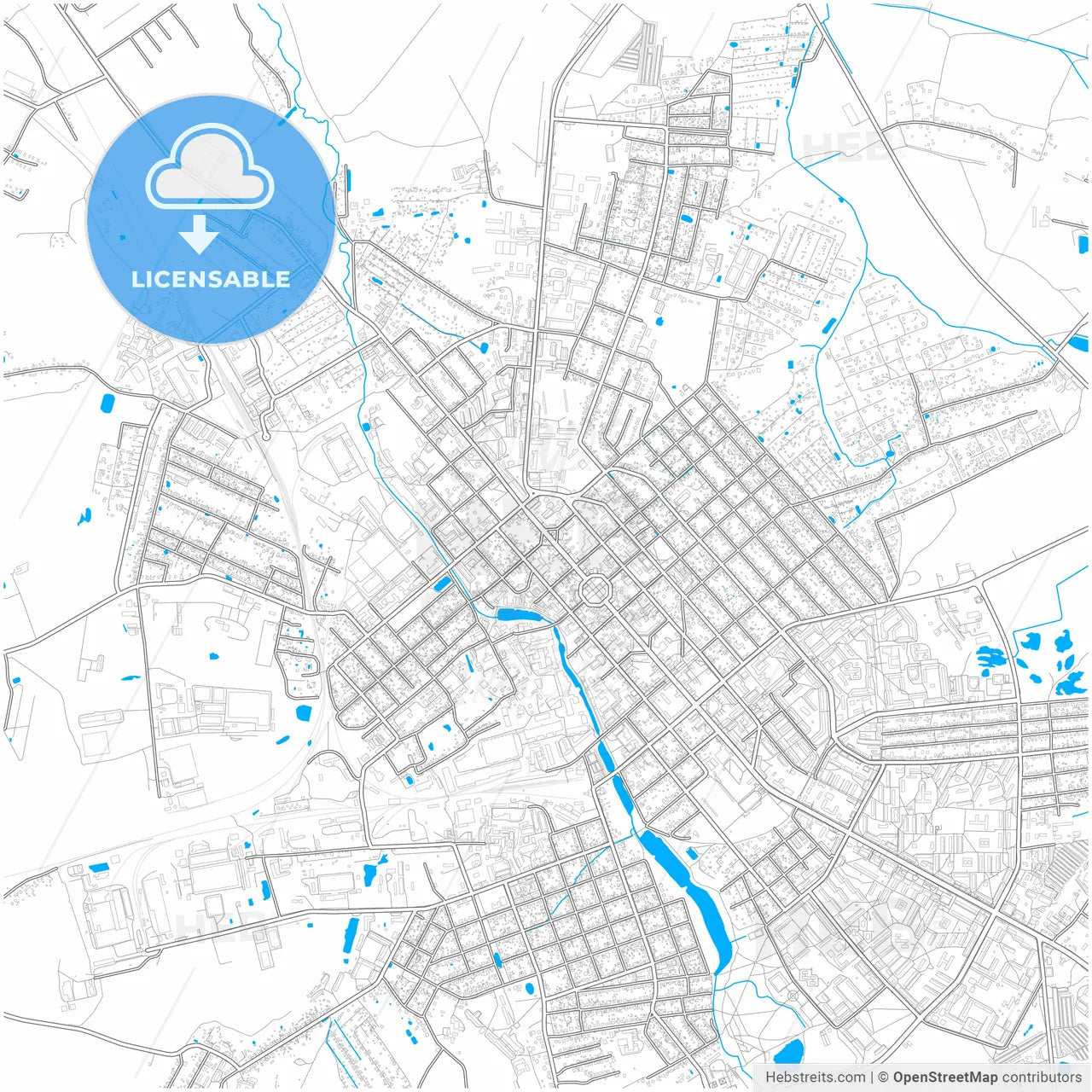 Yegoryevsk, Moscow Oblast, Russia, city map with high resolution roads.