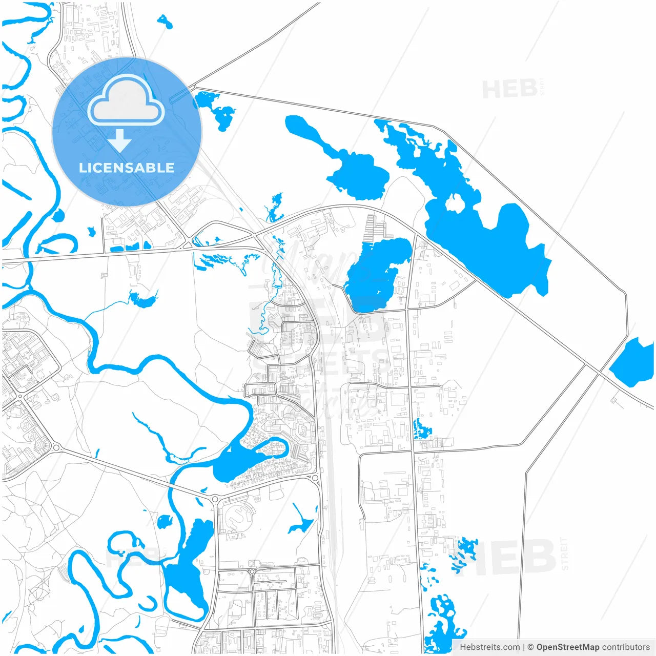 Kogalym, Khanty-Mansi Autonomous Okrug-Yugra, Russia, city map with high resolution roads.