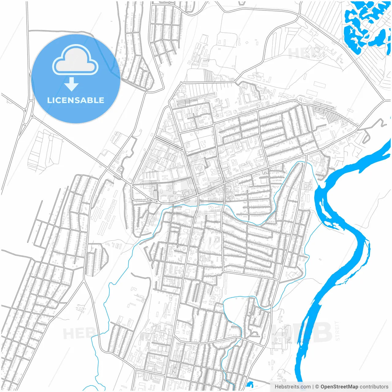 Meleuz, Republic of Bashkortostan, Russia, city map with high resolution roads.