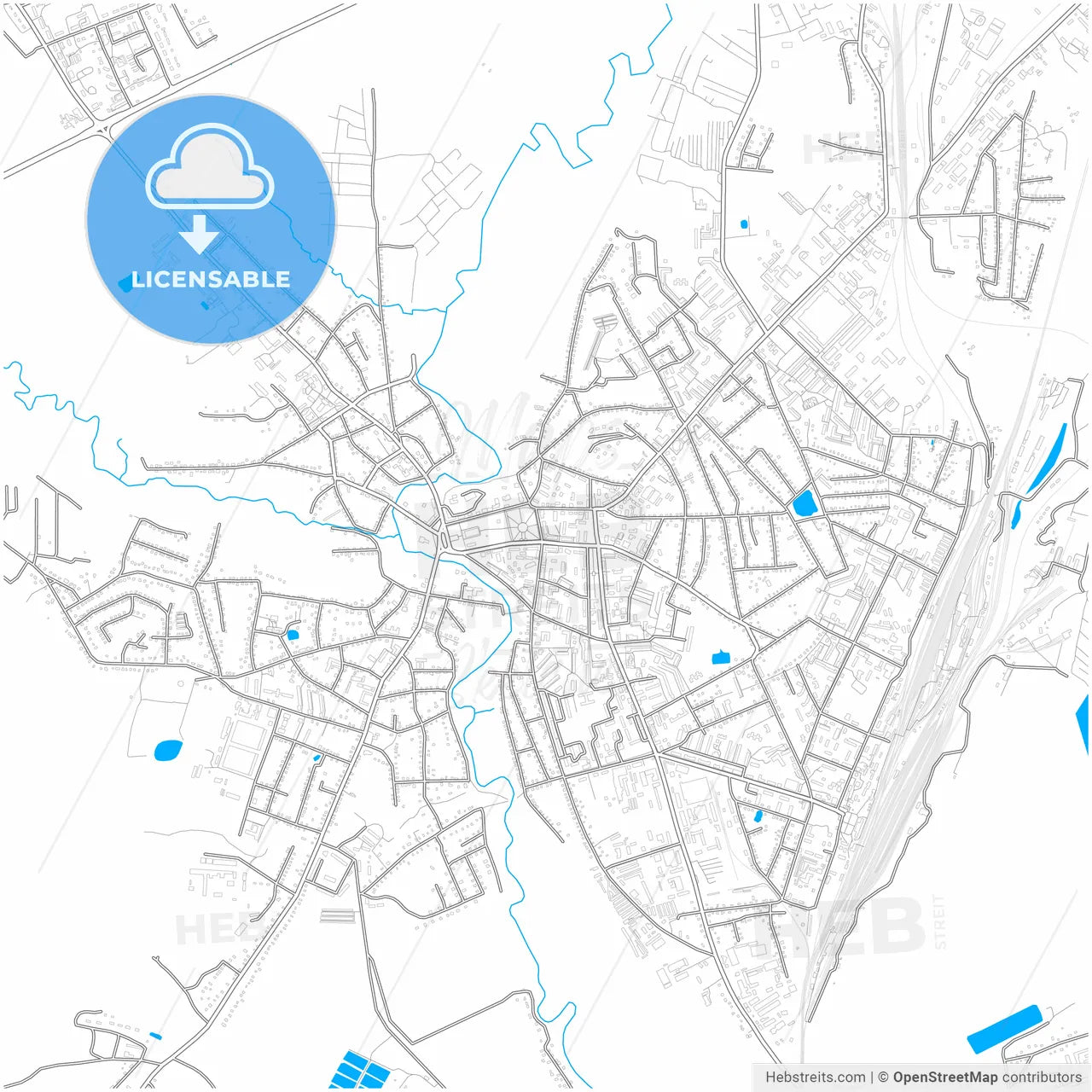 Vyazma, Smolensk Oblast, Russia, city map with high resolution roads.