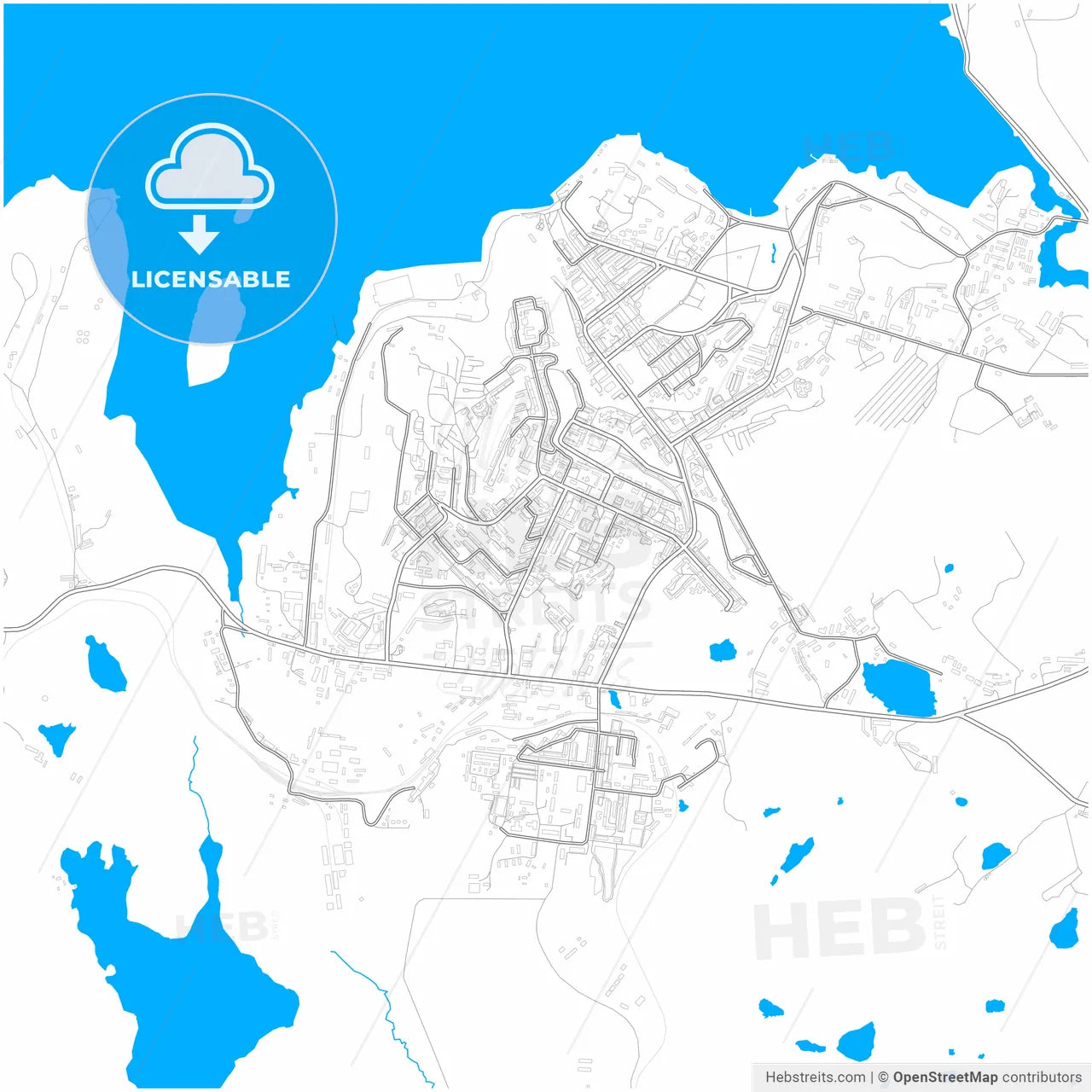 Severomorsk, Murmansk Oblast, Russia, city map with high resolution roads.