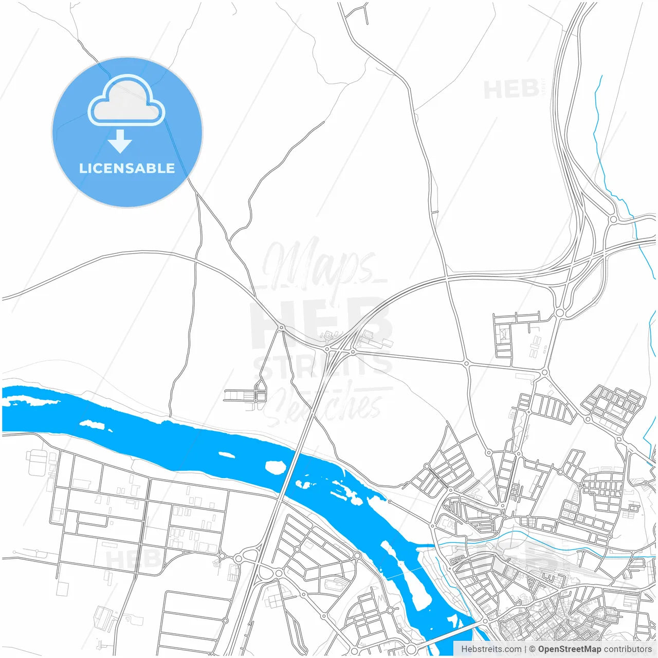 Mérida, 6800, Spain, city map with high resolution roads.