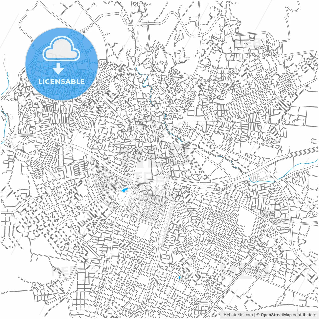 Uşak, Uşak, Turkey, city map with high resolution roads.