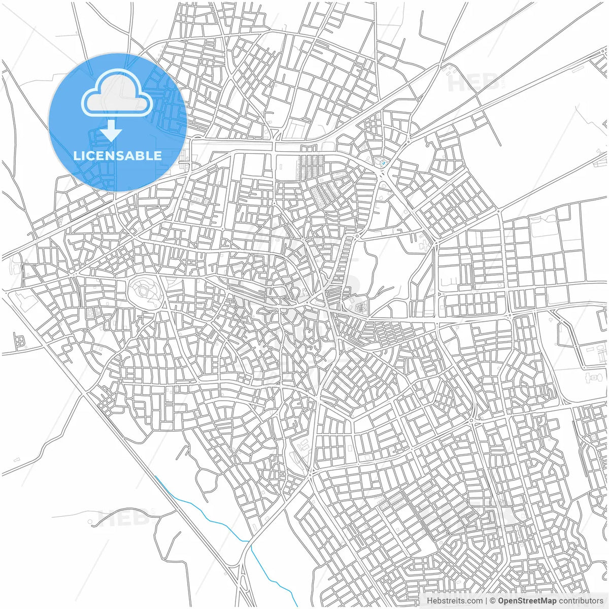 Karaman, Karaman, Turkey, city map with high resolution roads.