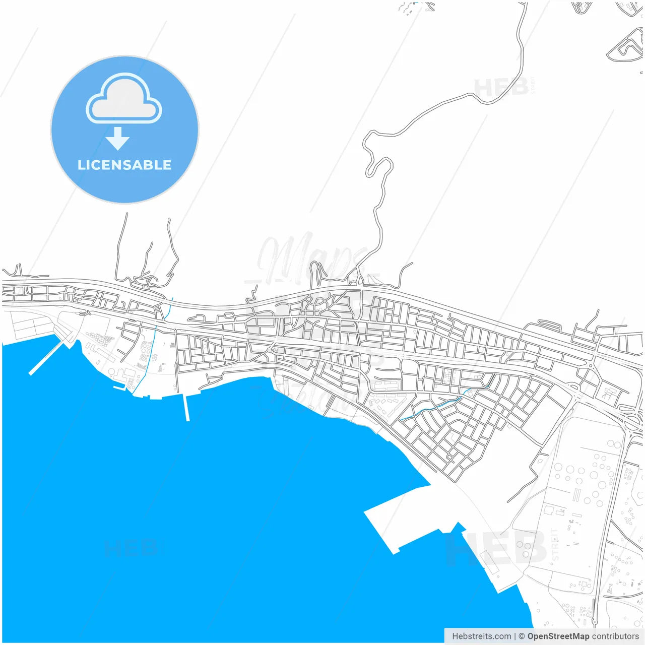Körfez, Kocaeli, Turkey, city map with high resolution roads.