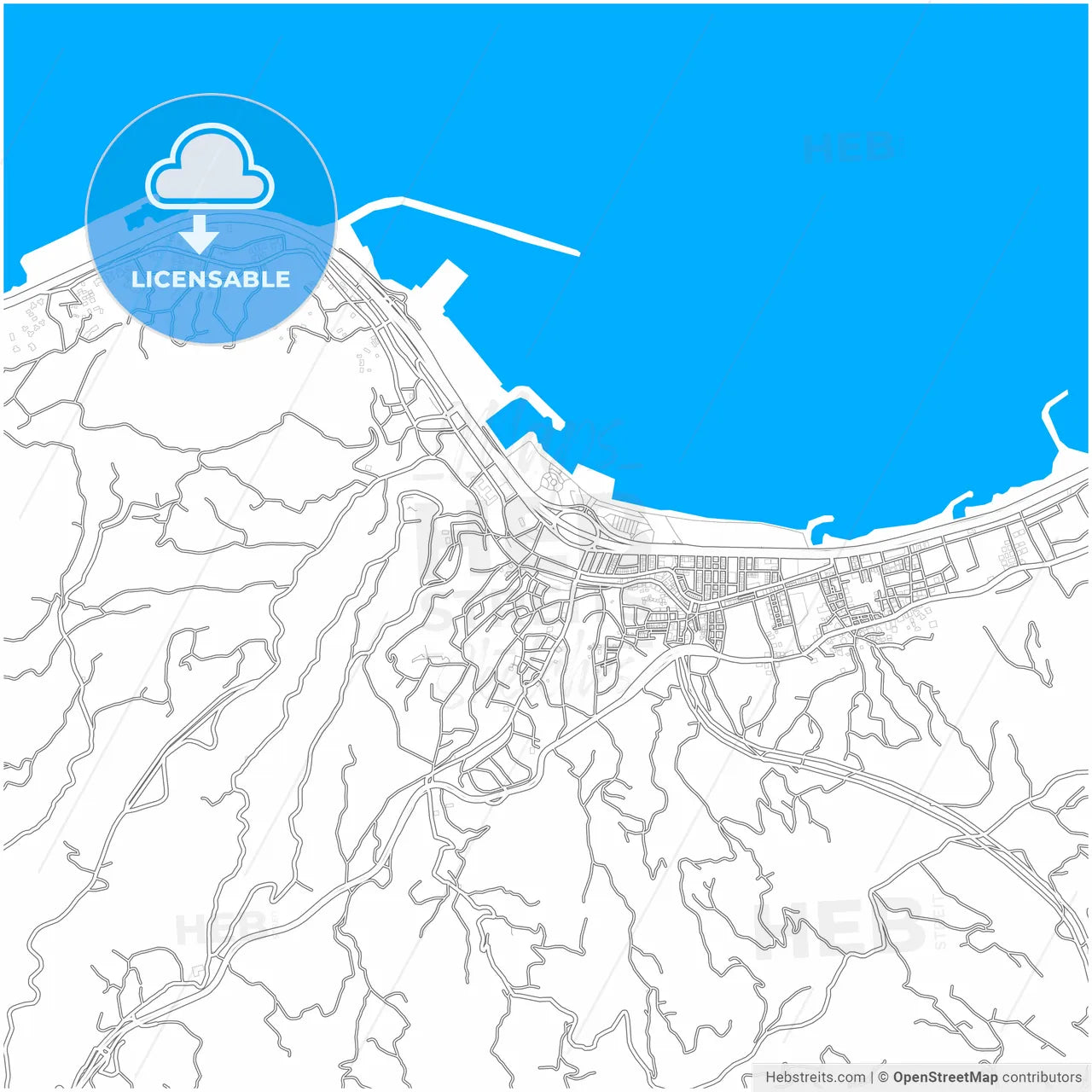 Rize, Rize, Turkey, city map with high resolution roads.