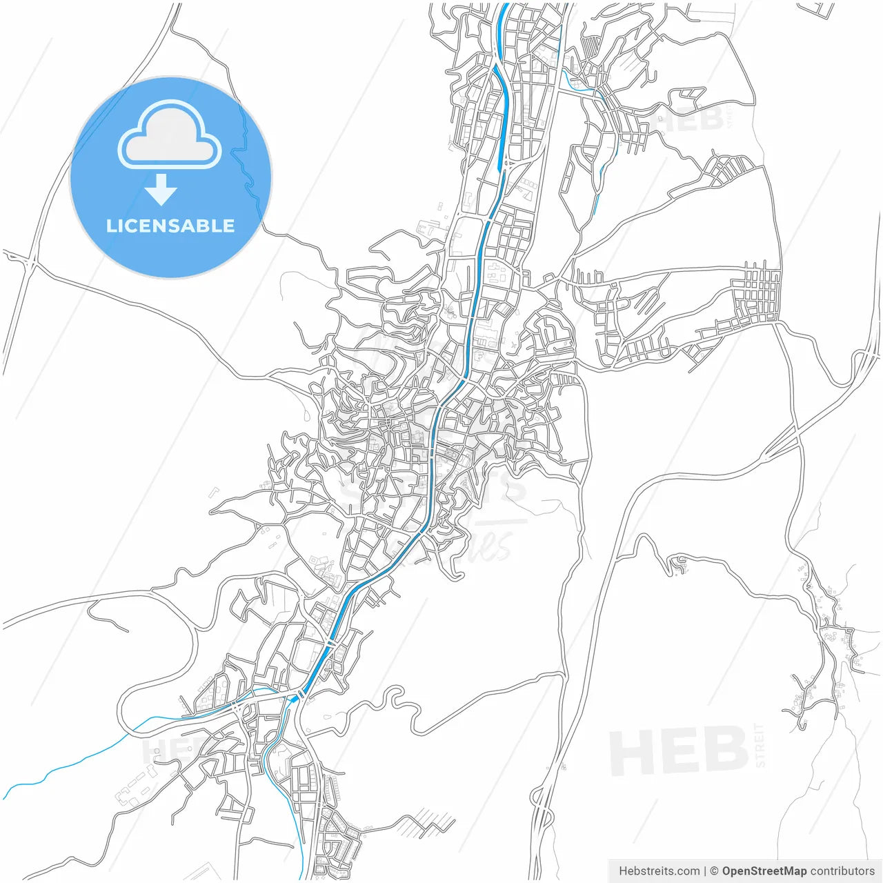 Kastamonu, Kastamonu, Turkey, city map with high resolution roads.