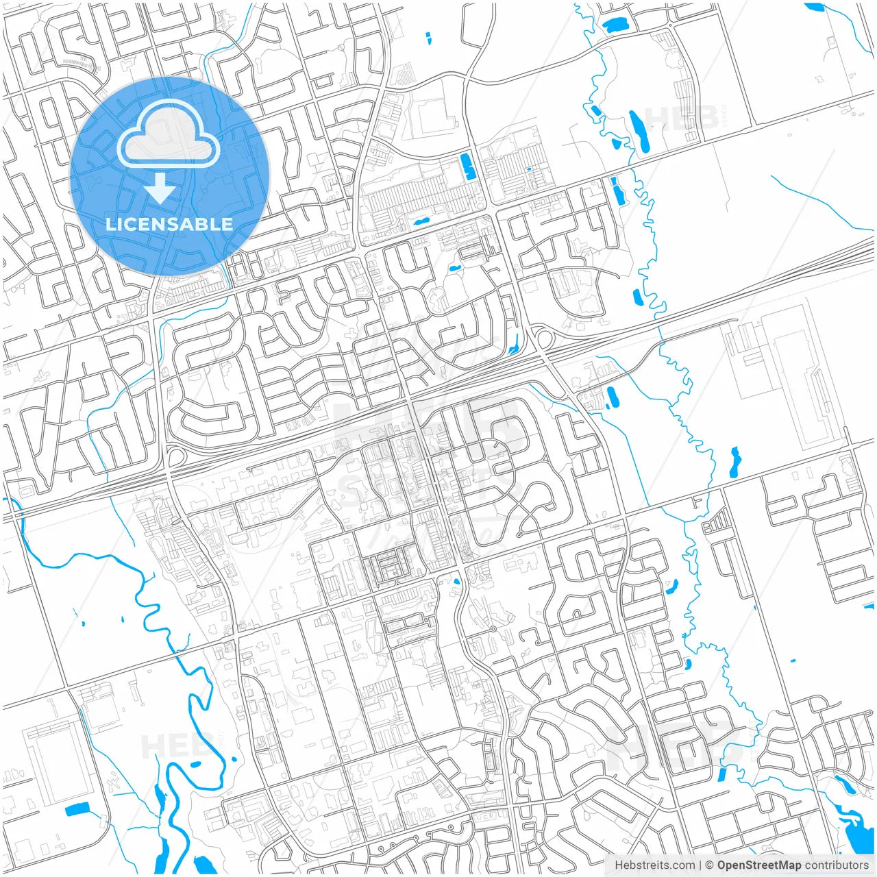 Ajax, Ontario, Canada, city map with high resolution roads.