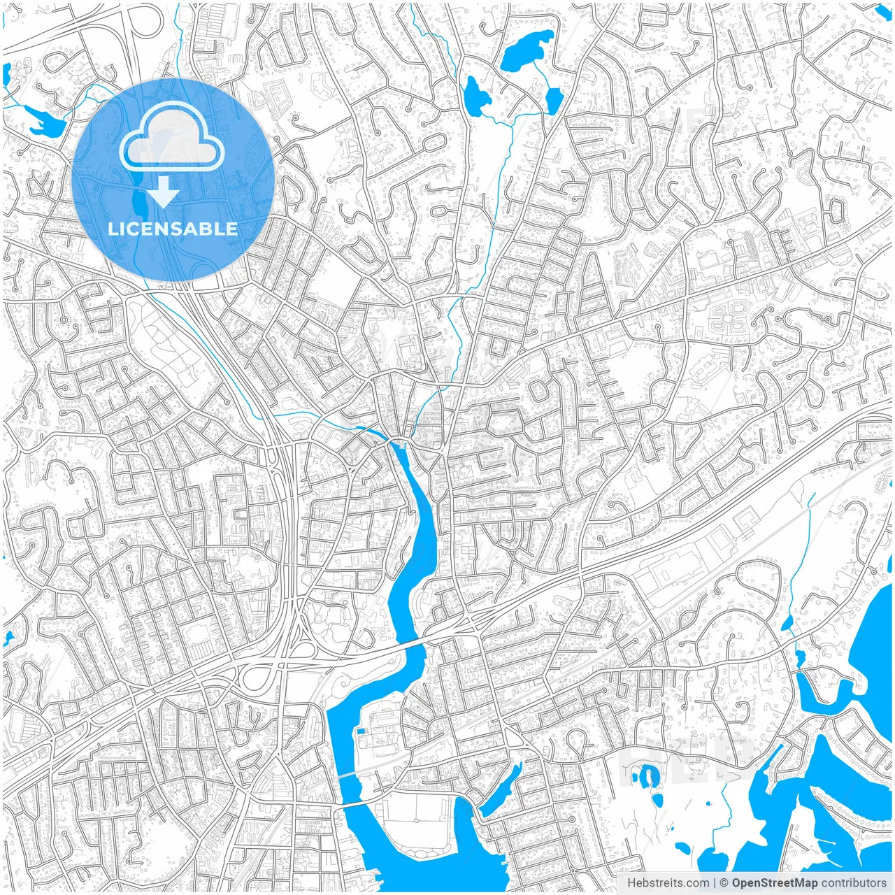 Norwalk, Connecticut, United States, city map with high resolution roads.