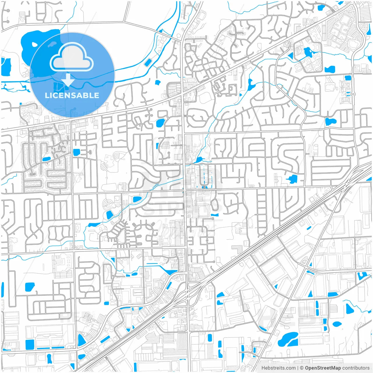 Bolingbrook, Illinois, United States, city map with high resolution roads.
