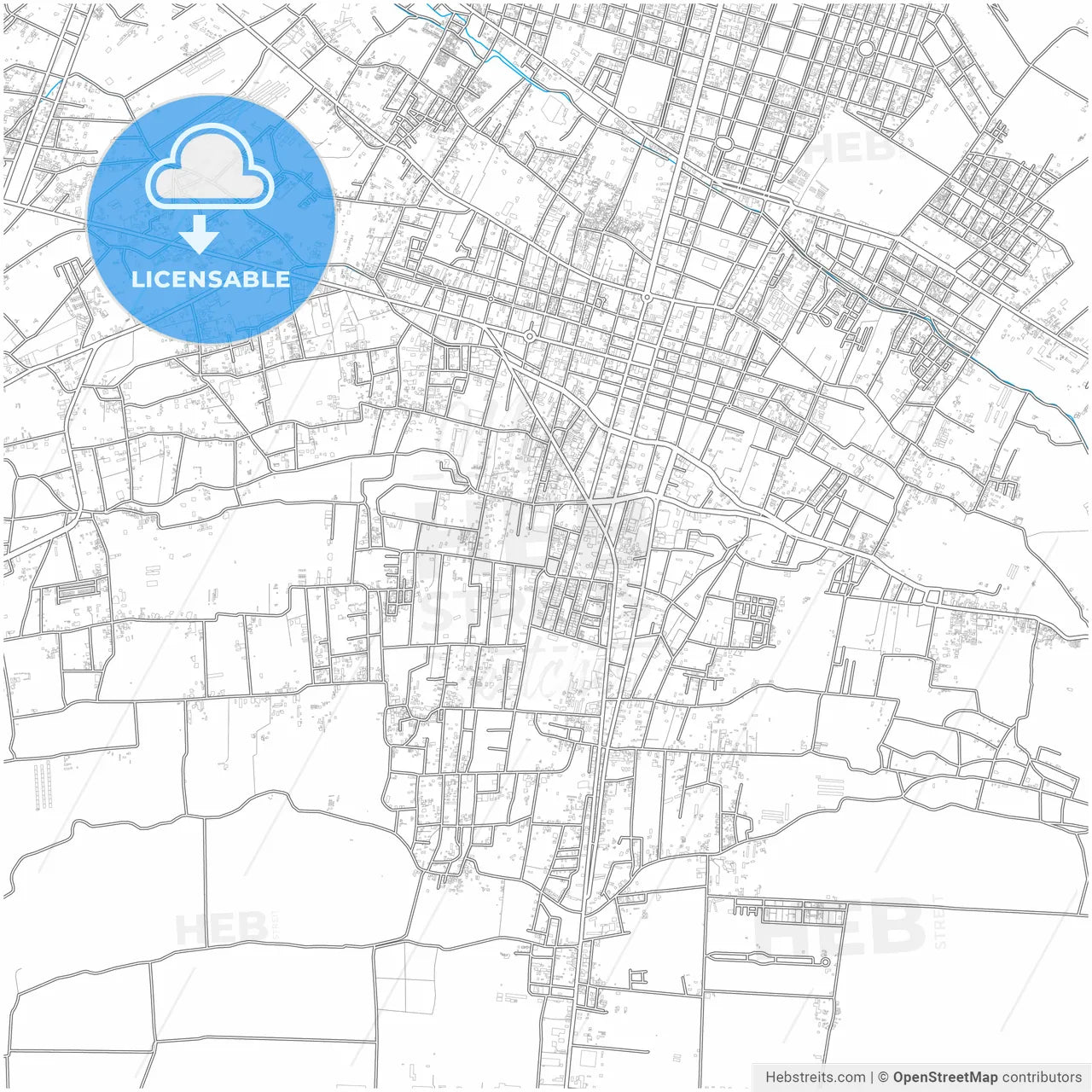 Chincha Alta, Peru, city map with high resolution roads.