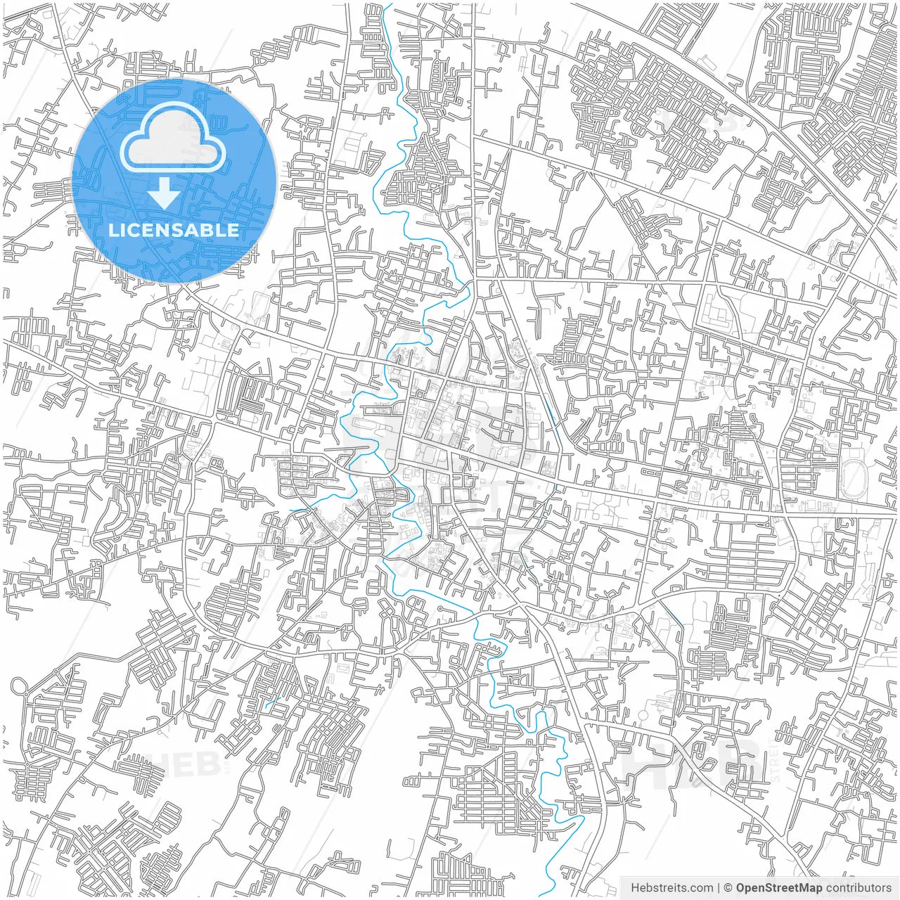 Serang, Banten, Indonesia, city map with high resolution roads.