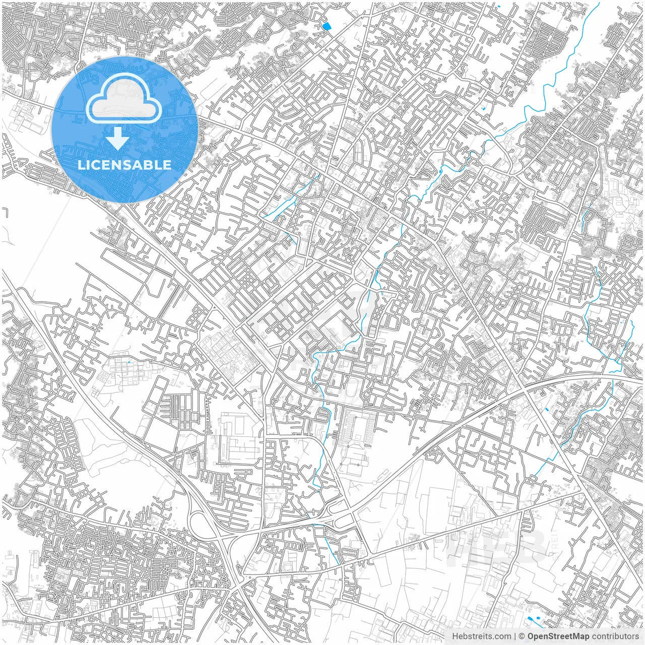Cimahi, West Java, Indonesia, city map with high resolution roads.