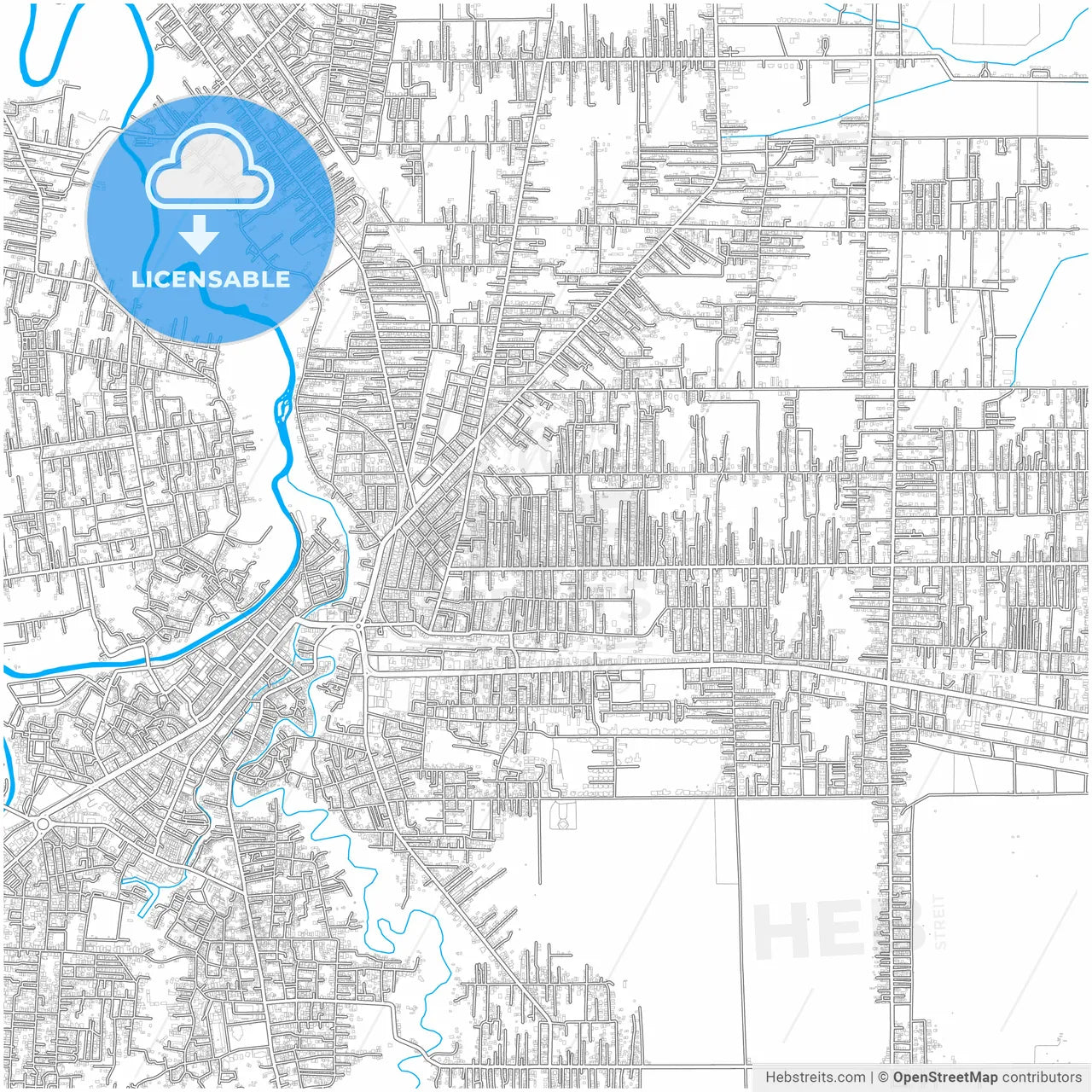 Binjai, North Sumatra, Indonesia, city map with high resolution roads.