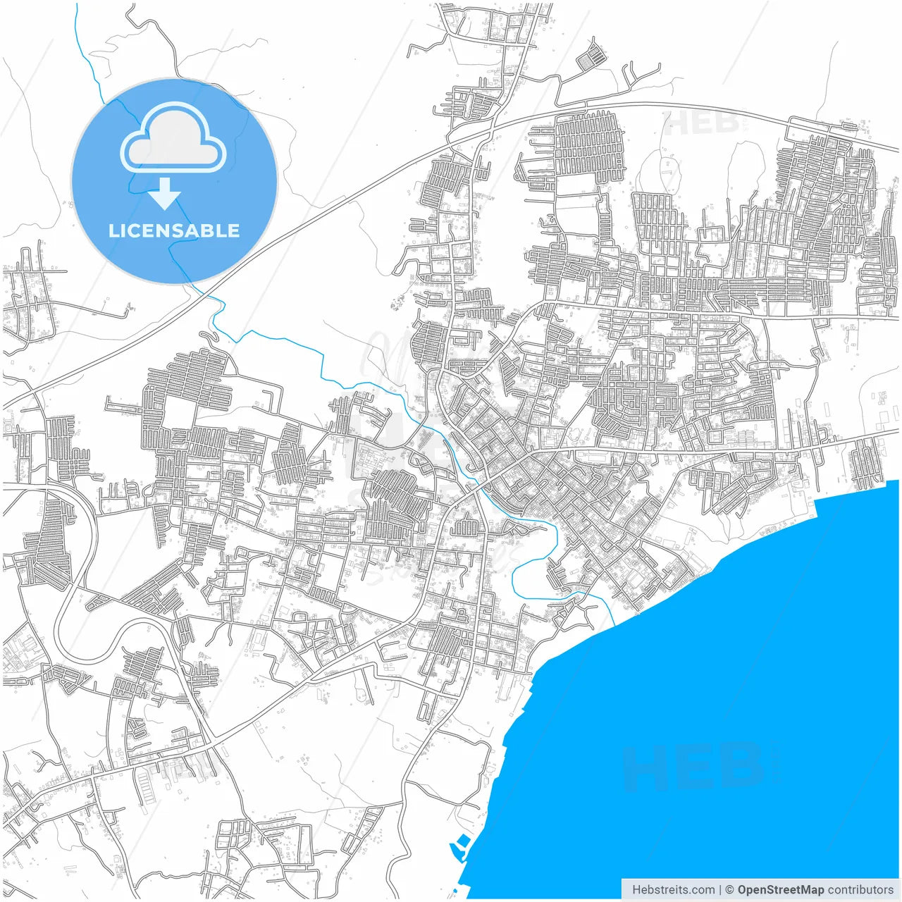 Bitung, North Sulawesi, Indonesia, city map with high resolution roads.