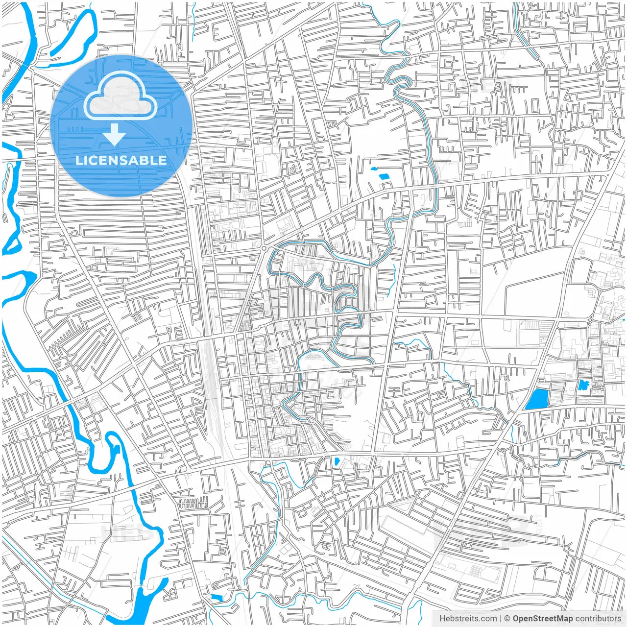 Hat Yai, Songkhla, Thailand, city map with high resolution roads.