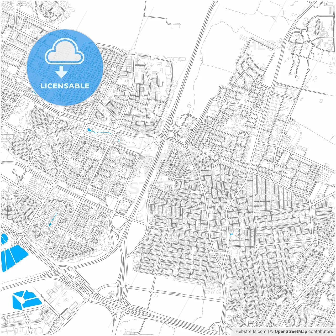 Rishon LeZion, Center, Israel, city map with high resolution roads.