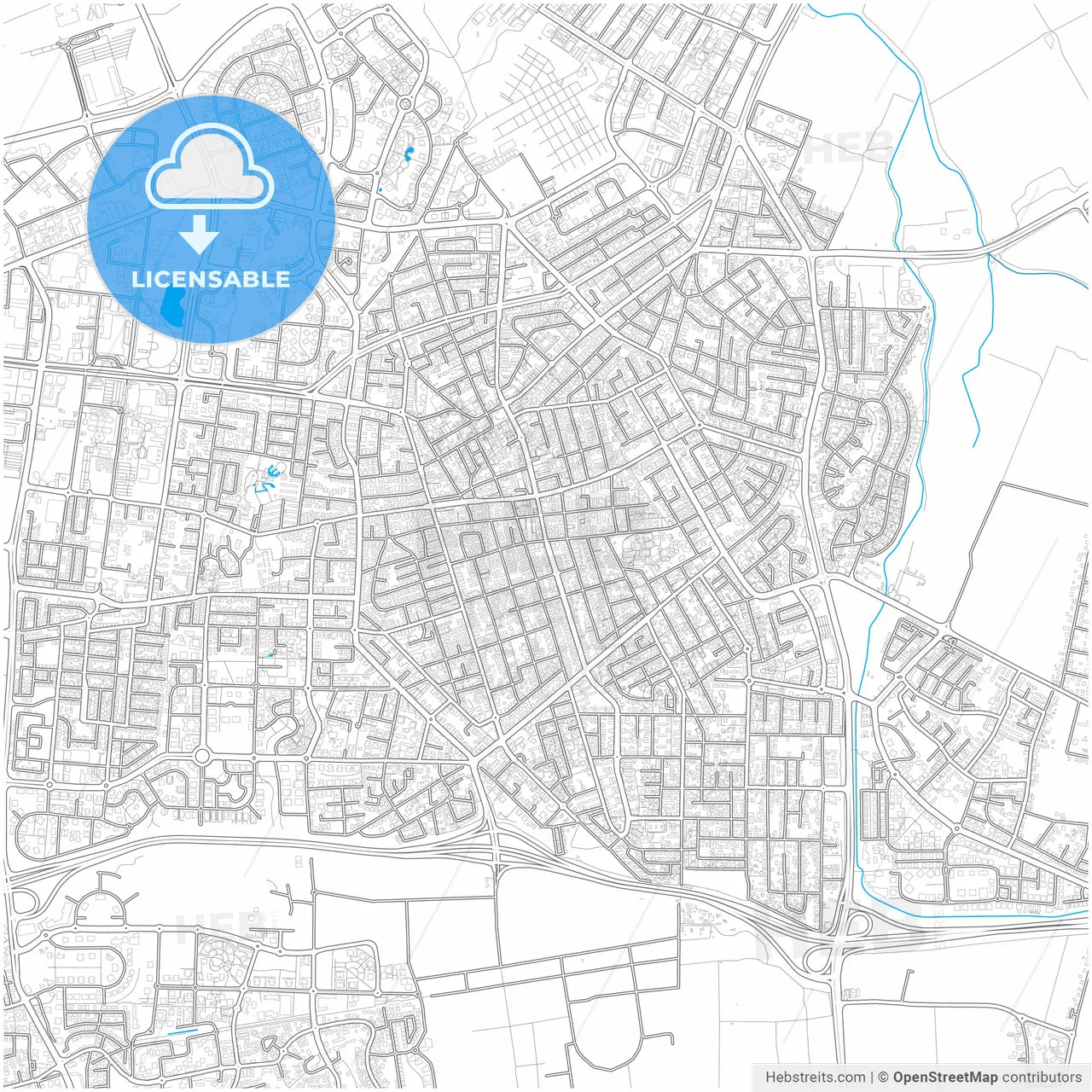 Petah Tikva, Center, Israel, city map with high resolution roads.