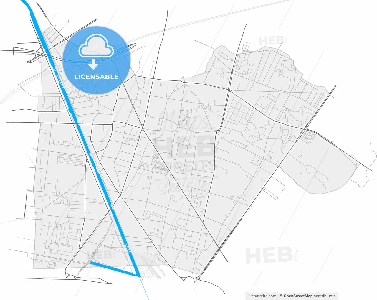 Aubervilliers, Seine-Saint-Denis, France, high resolution vector map - Instant download PDF and JPG