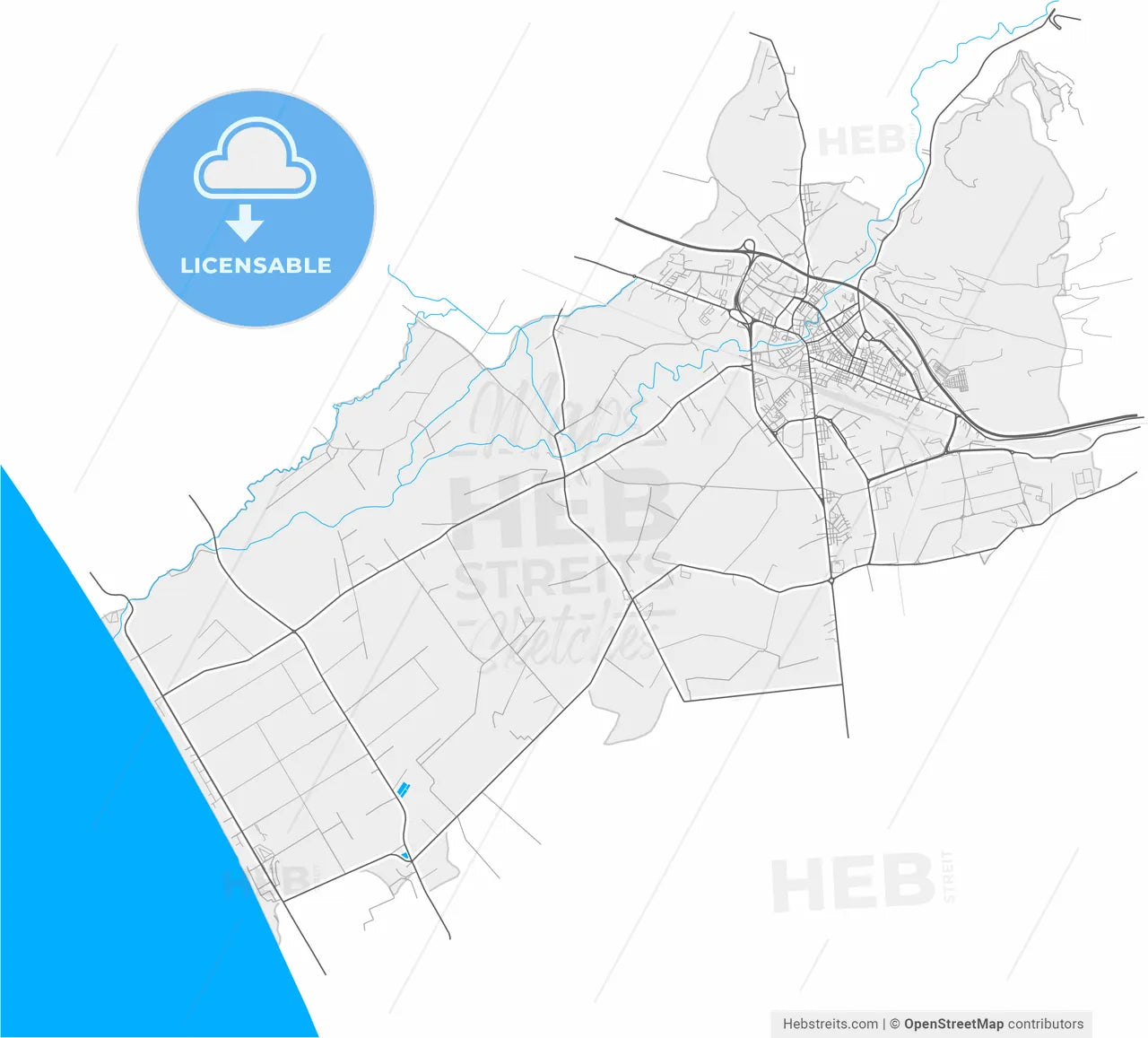 Battipaglia, Campania, Italy, high resolution vector map - Instant download PDF and JPG