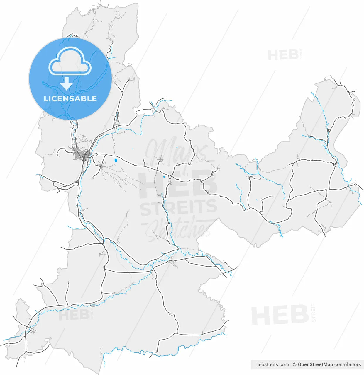 Çankırı, Çankırı, Turkey, high resolution vector map - Instant download PDF and JPG