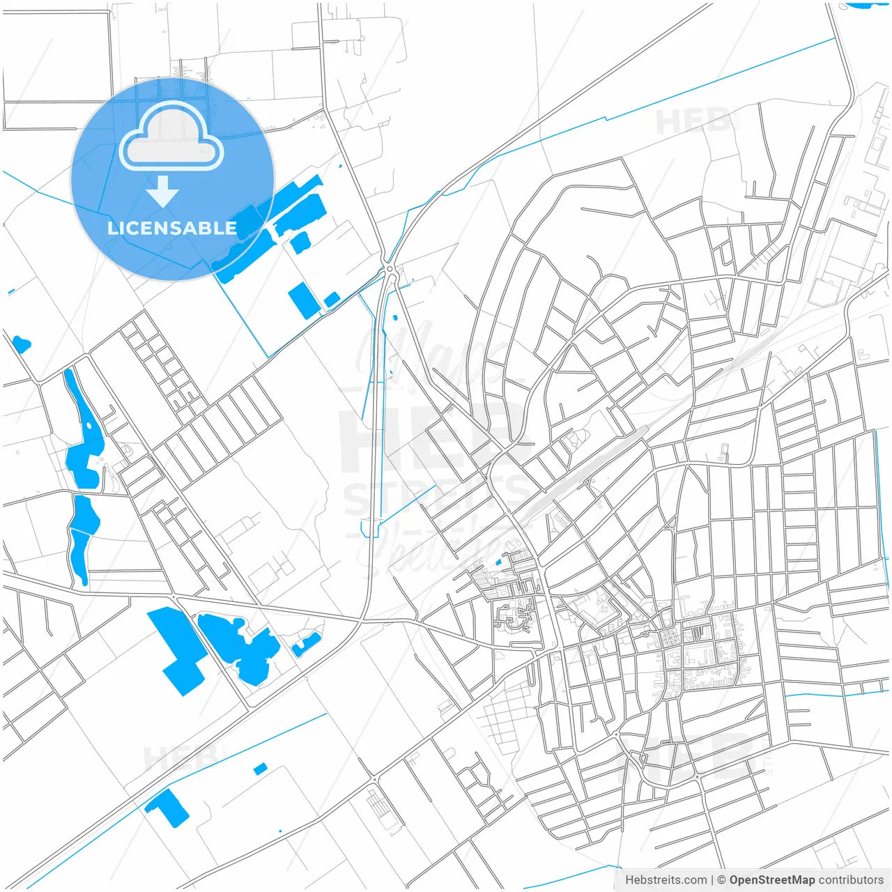 Orosháza, Békés, Hungary, city map with high resolution roads.