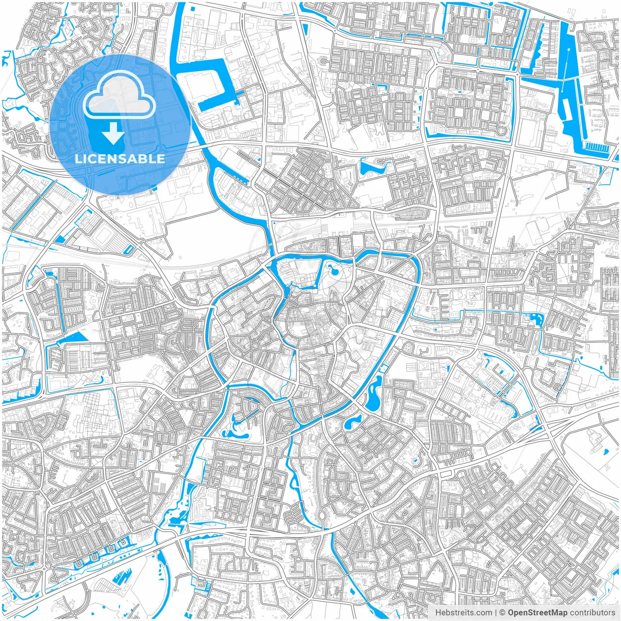 Breda, North Brabant, Netherlands, city map with high resolution roads.