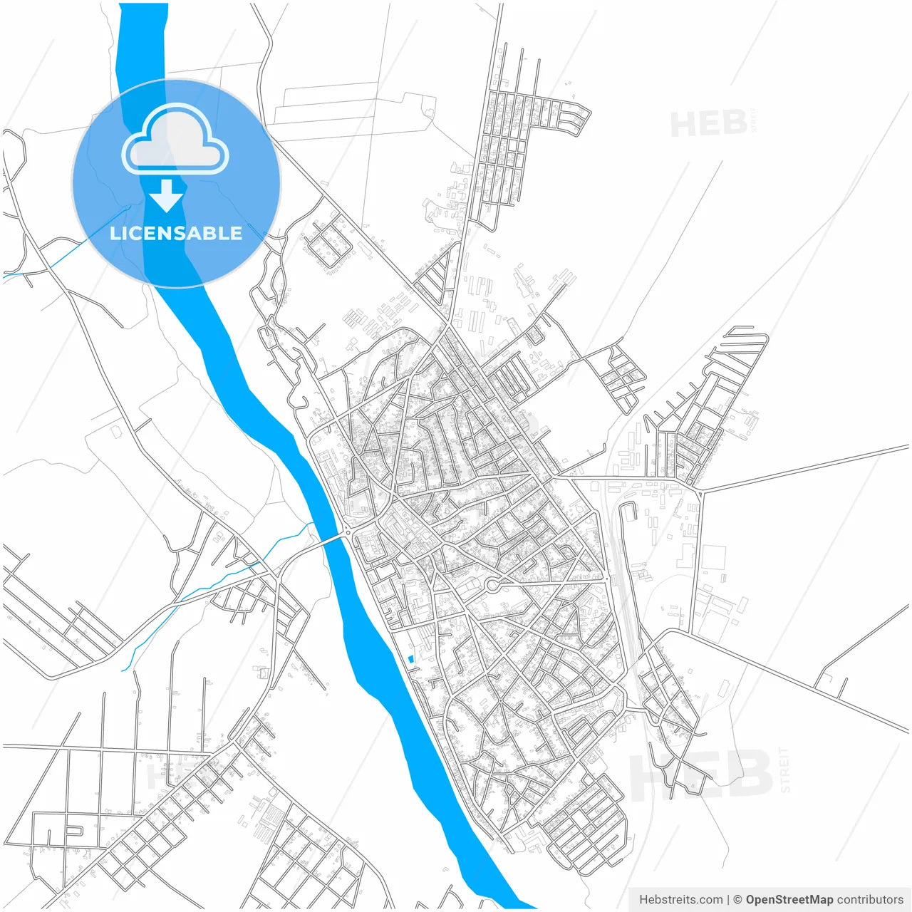 Râmnicu Sărat, Buzău, Romania, city map with high resolution roads.