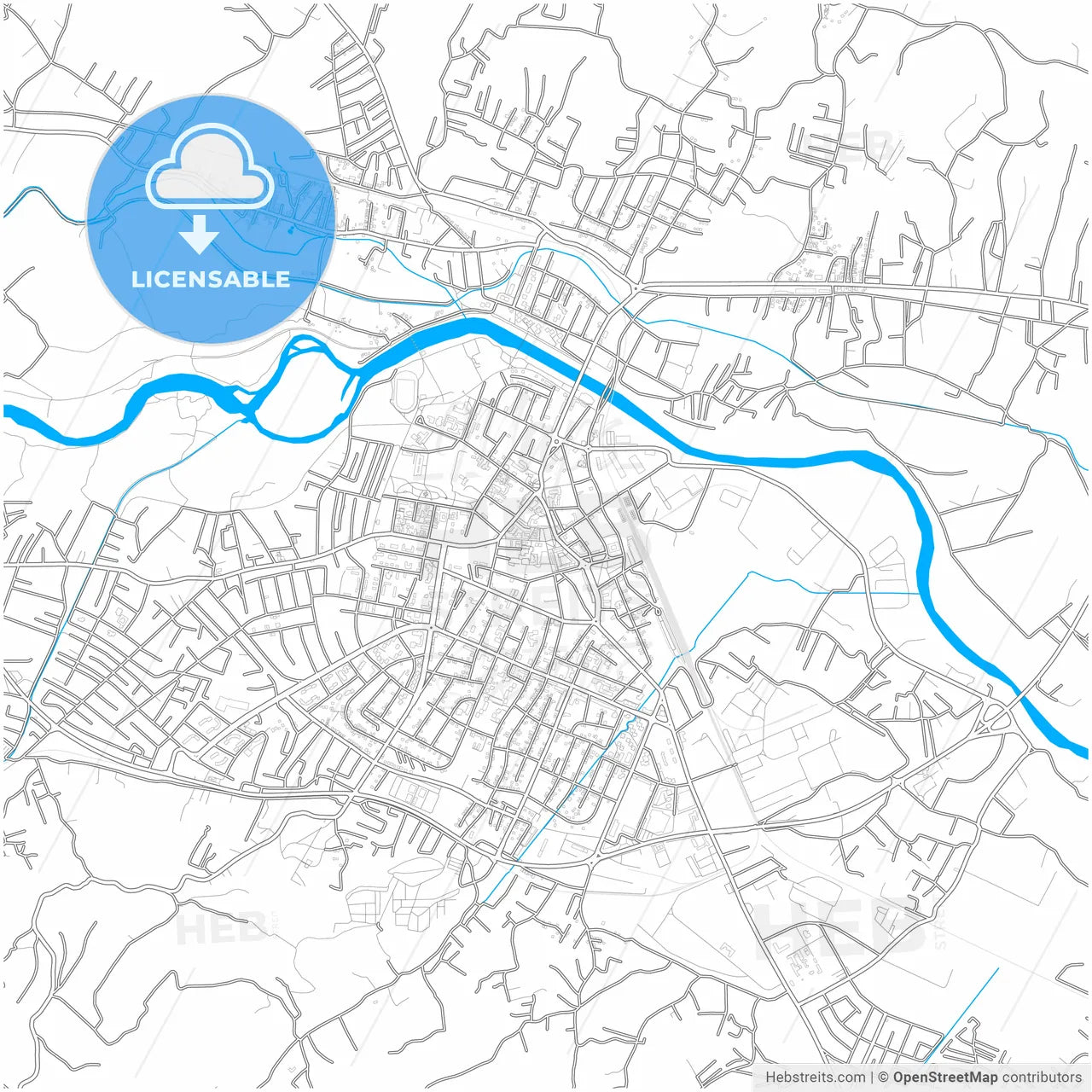 Čačak, Moravica, Serbia, city map with high resolution roads.