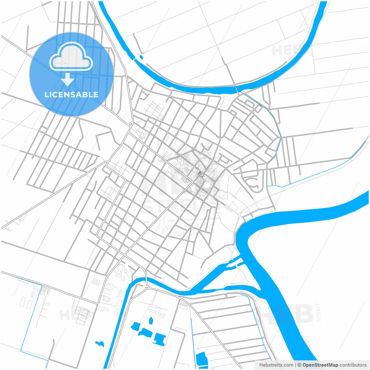 Bečej, South Bačka, Serbia, city map with high resolution roads.