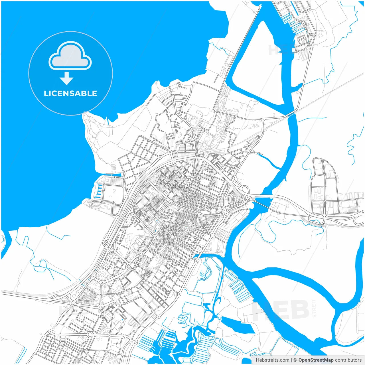 San Fernando, Cádiz, Spain, city map with high resolution roads.