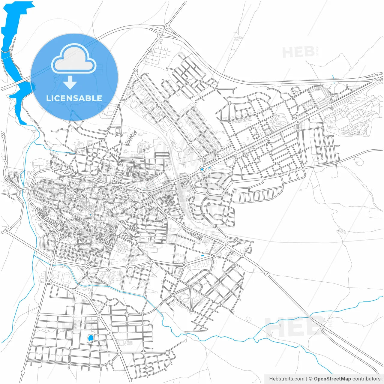 Ávila, Ávila, Spain, city map with high resolution roads.