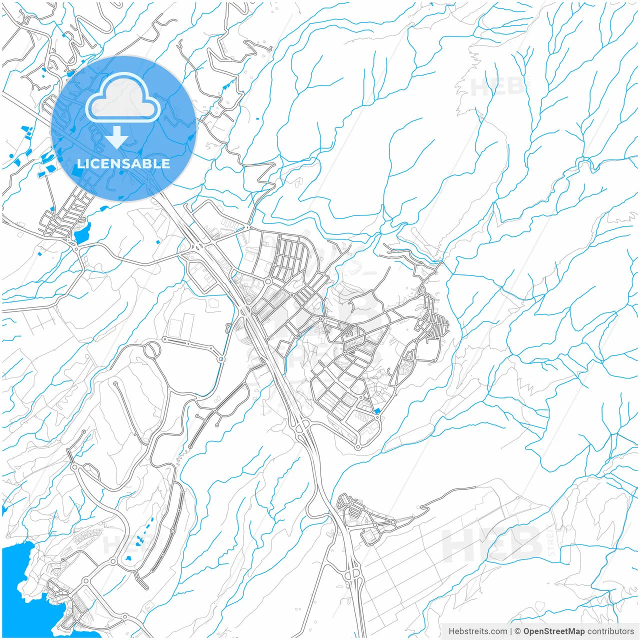 Adeje, Santa Cruz de Tenerife, Spain, city map with high resolution roads.