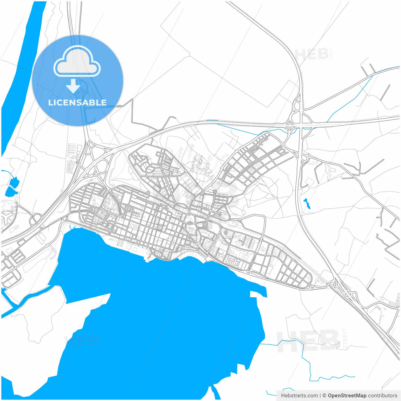 Puerto Real, Cádiz, Spain, city map with high resolution roads.