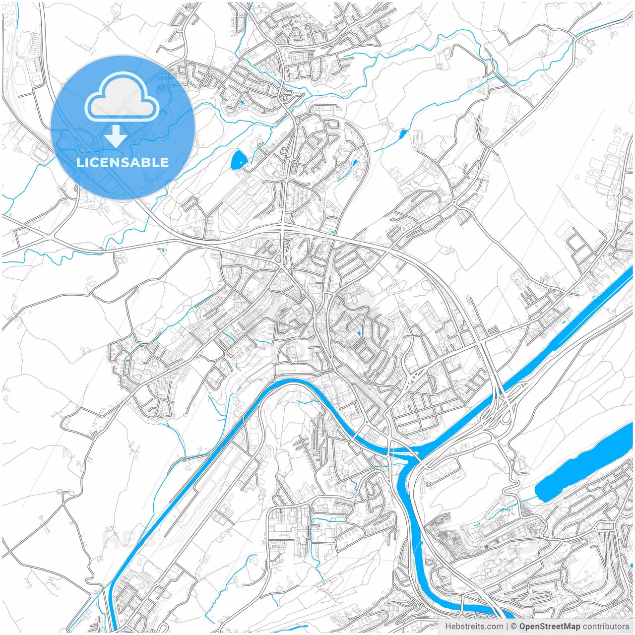 Emmen, Switzerland, city map with high resolution roads.