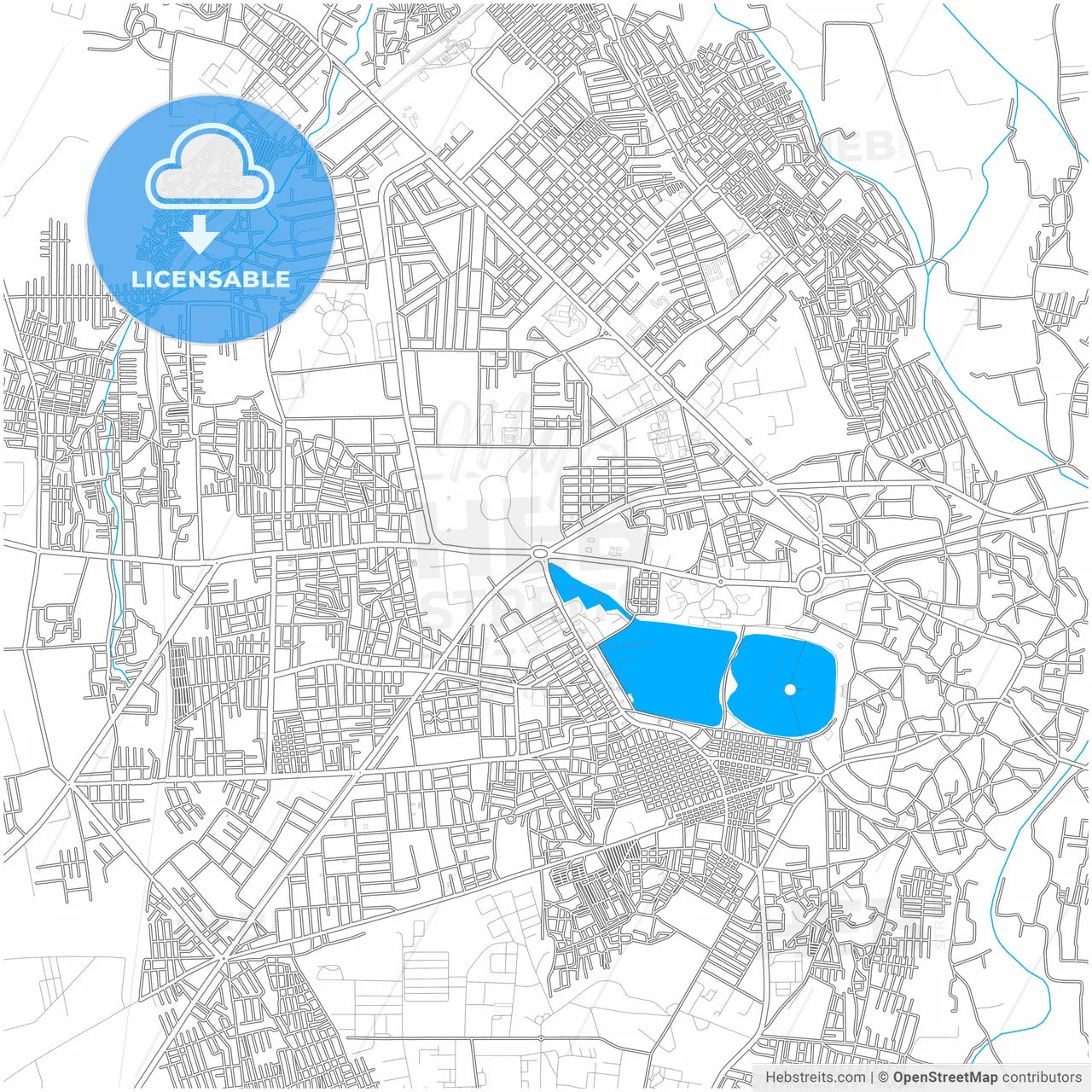 Jamnagar, Gujarat, India, city map with high resolution roads.