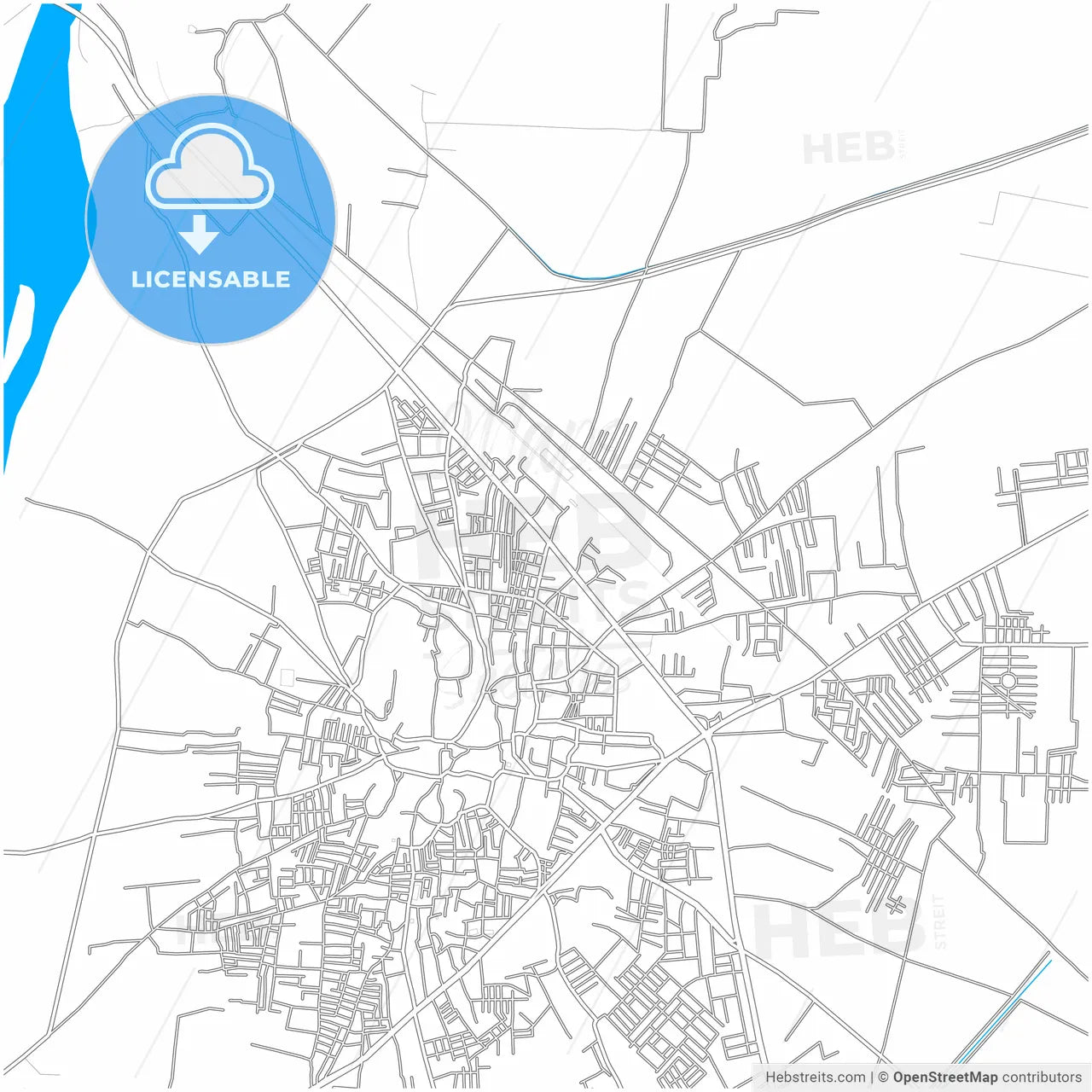 Chiniot, Punjab, Pakistan, city map with high resolution roads.
