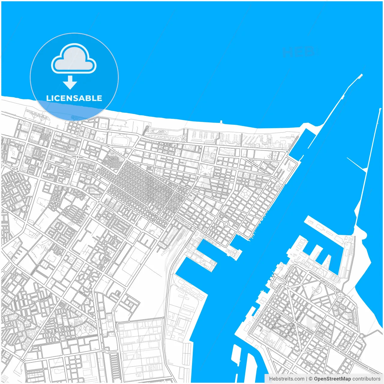 Port Said, Egypt, city map with high resolution roads.