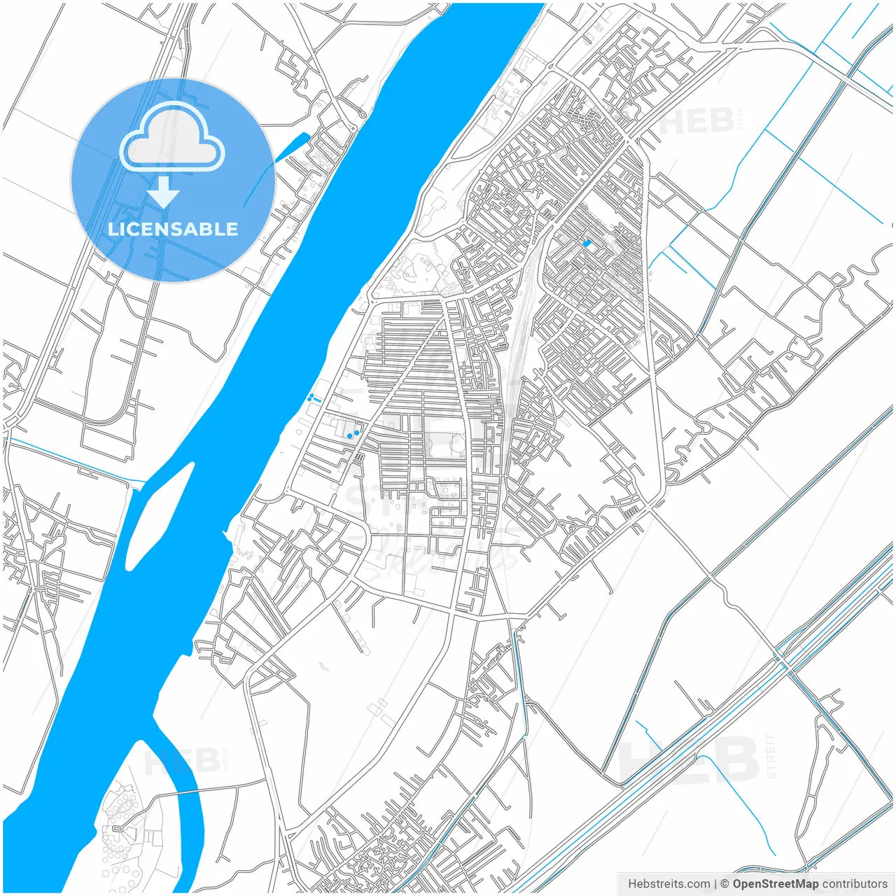 Luxor, Egypt, city map with high resolution roads.