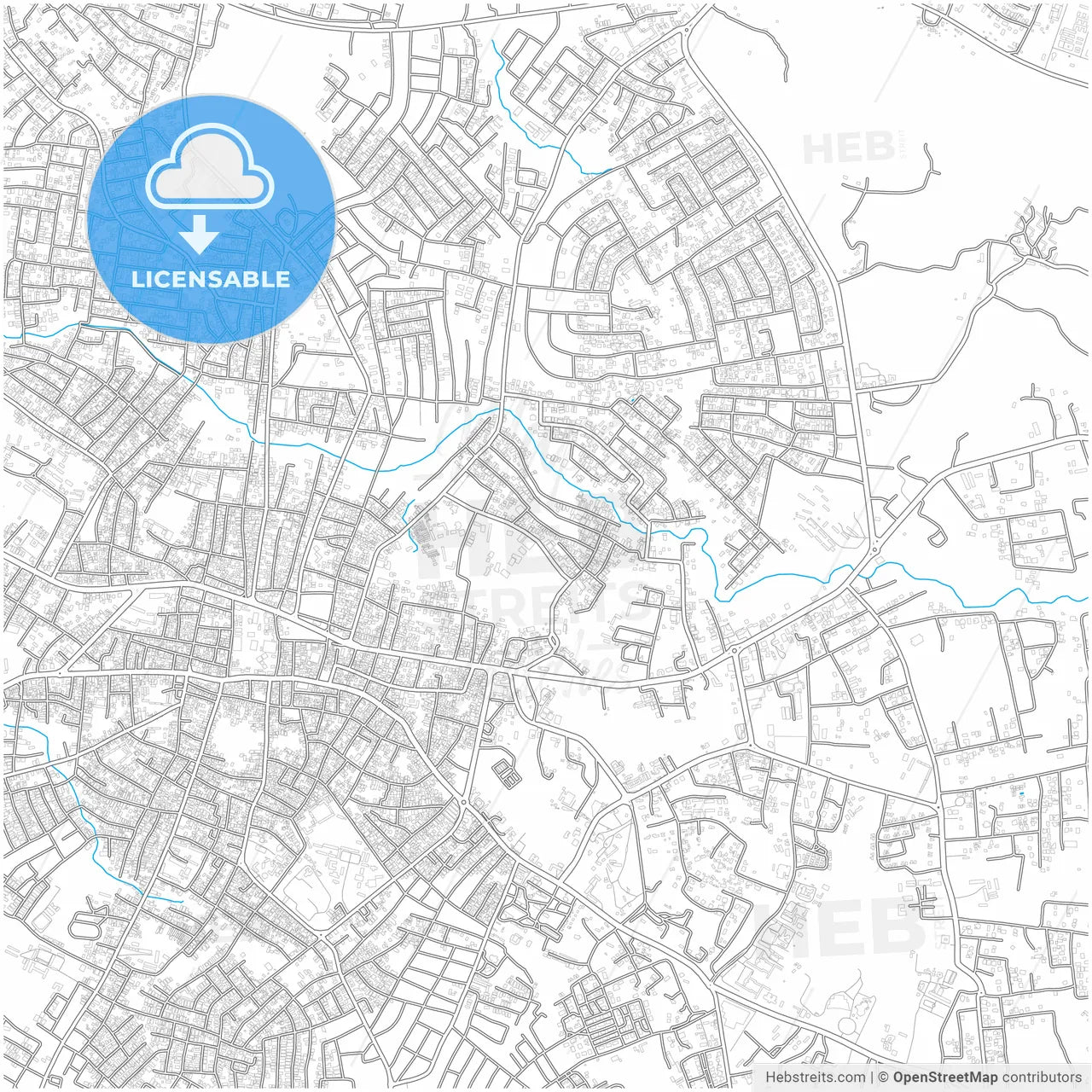 Akure, Nigeria, city map with high resolution roads.