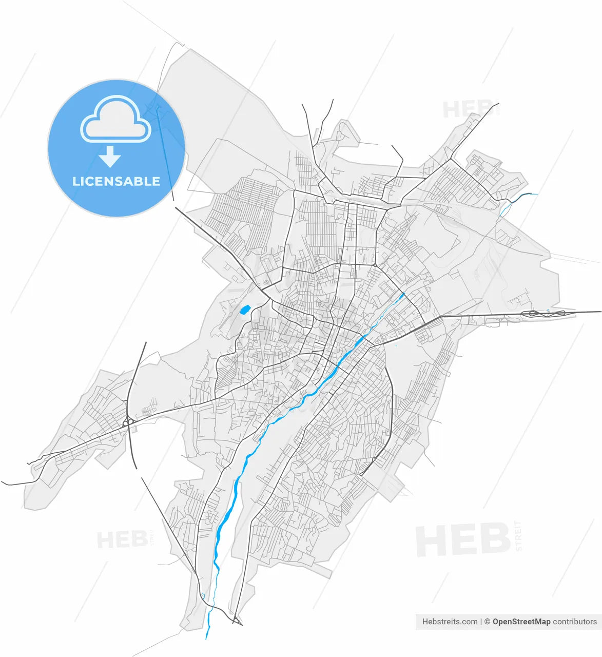 Ganja, Azerbaijan, high resolution vector map - Instant download PDF and JPG