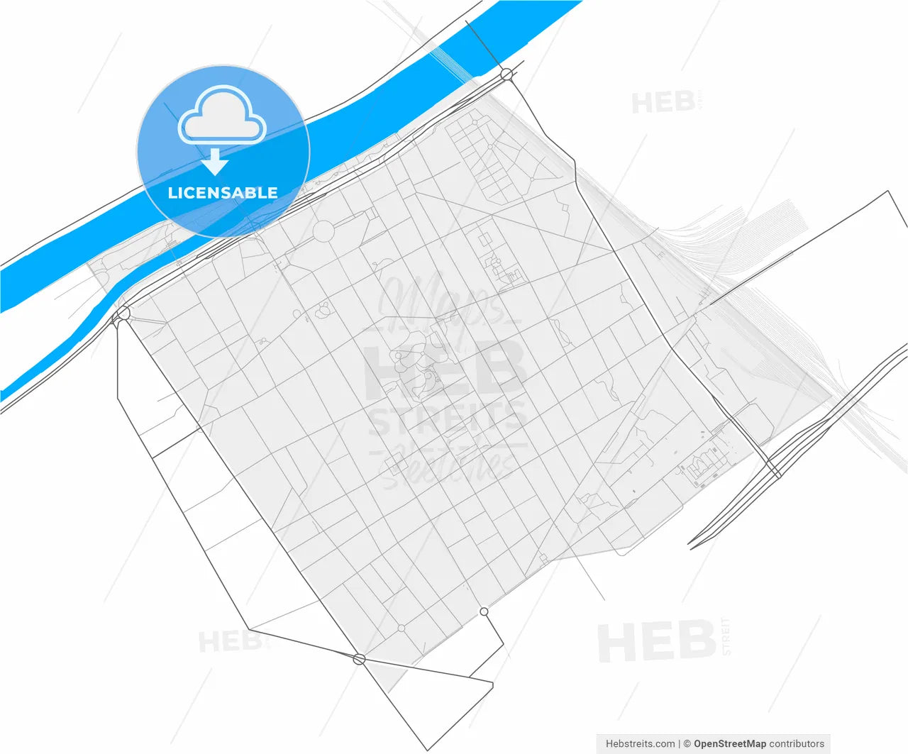 Levallois-Perret, Hauts-de-Seine, France, high resolution vector map - Instant download PDF and JPG