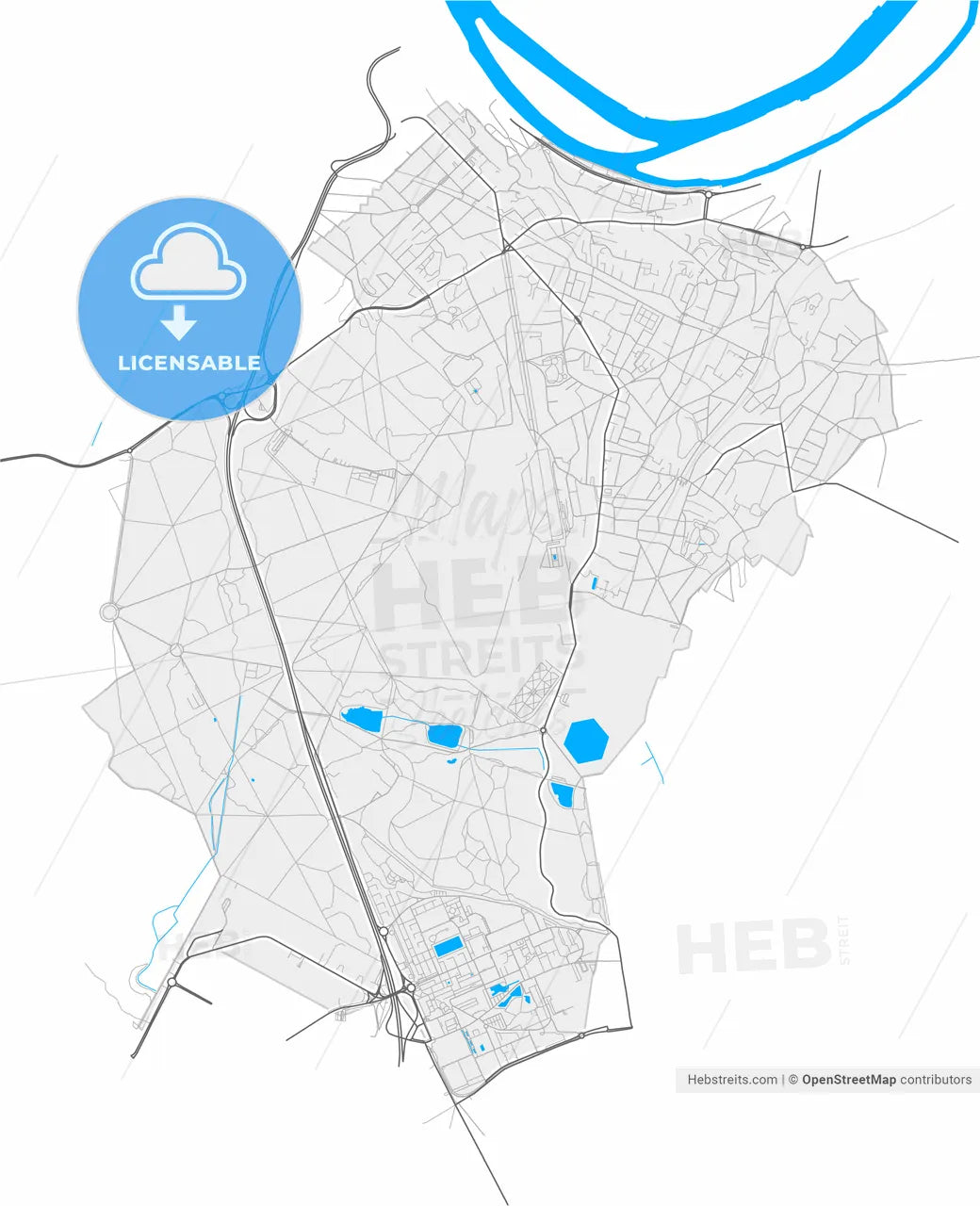 Meudon, Hauts-de-Seine, France, high resolution vector map - Instant download PDF and JPG