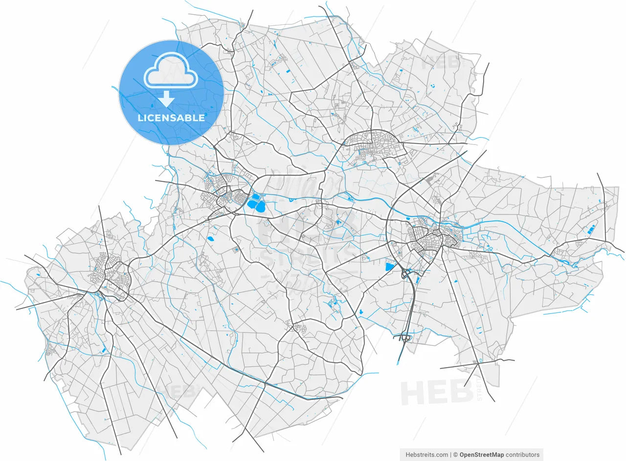 Berkelland, Gelderland, Netherlands, high resolution vector map - Instant download PDF and JPG