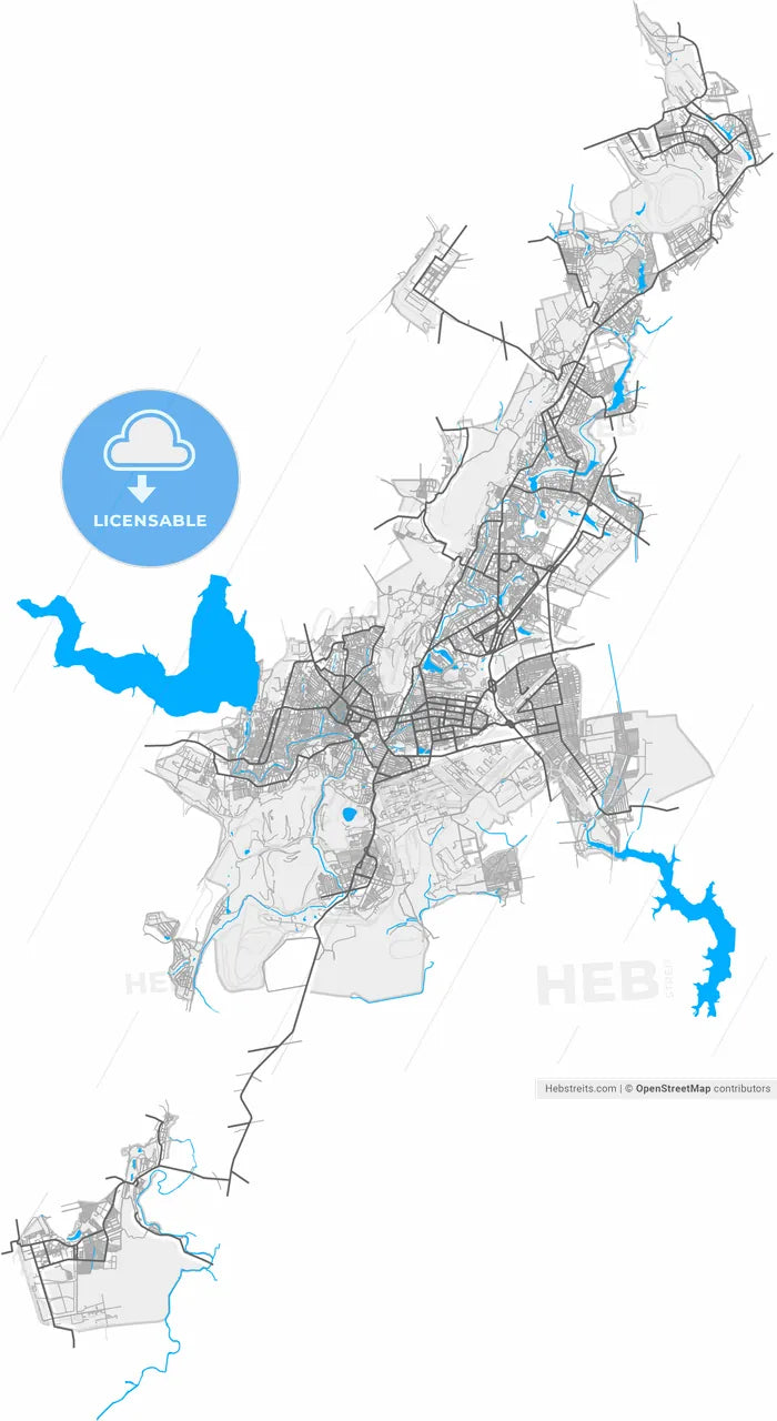 Kryvyi Rih, Dnipropetrovsk Oblast, Ukraine, high resolution vector map - Instant download PDF and JPG