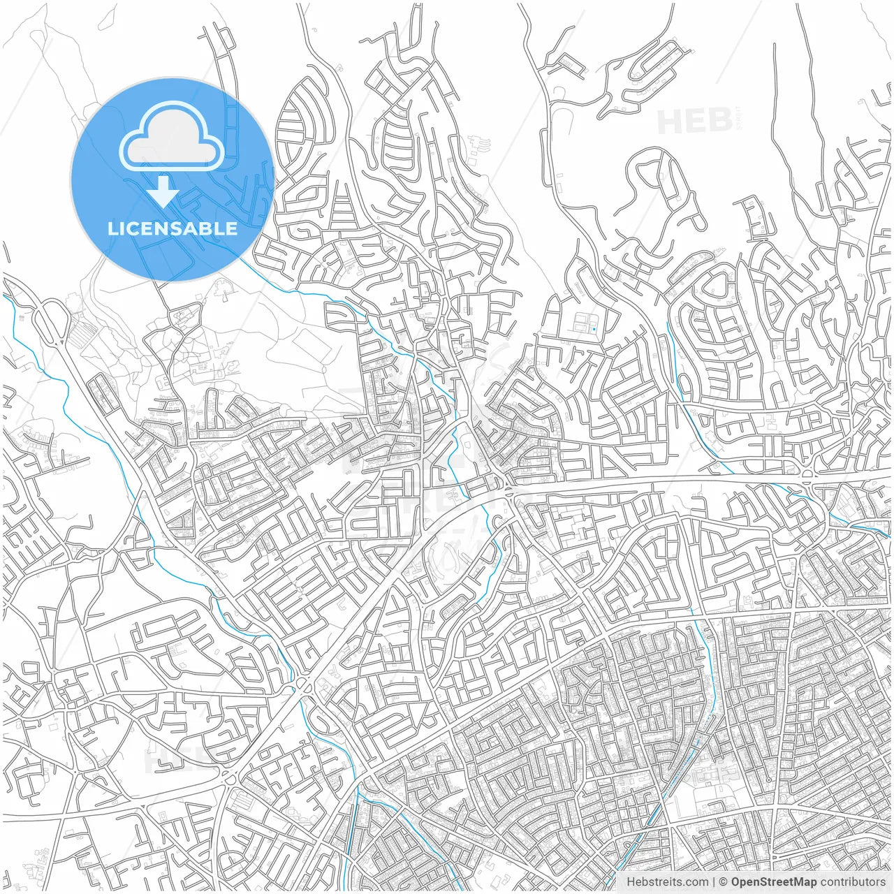 Limassol, Cyprus, city map with high resolution roads.